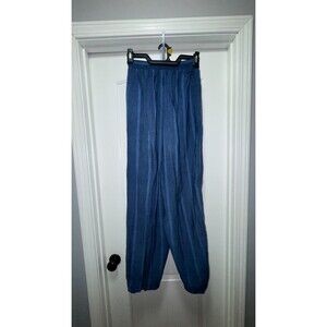 White on White Blue Striped Wide Leg Lounge Pants Women's L